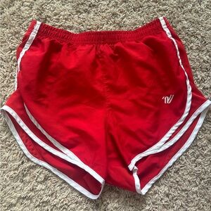 Varsity Red and White Athletic Shorts Retro Style